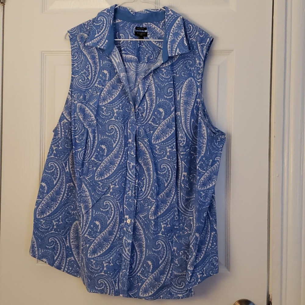 Talbots Women's paisley sleeveless button